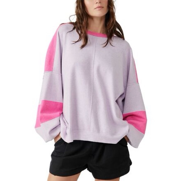 Free People Tops - Free People Lavender and Pink Colorblock Pullover Sweatshirt